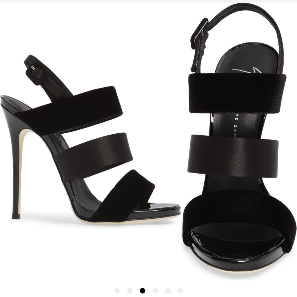 Giuseppe Zanotti strappy slingback sandal heels black size 37.5
